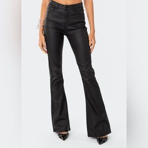 Edikted Luna Faux Leather Flare Pants